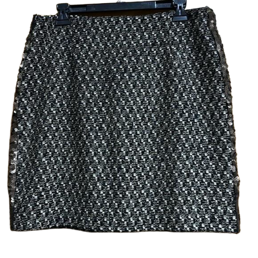 Boston Proper Tweed Skirt with Sequin Tuxedo Stripe Detail Size 12 - EUC